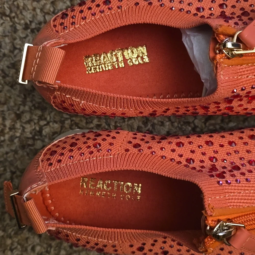 Kenneth Cole Reaction Women’s Orange Slip-On Crystal CAMERON ZIP JEWEL